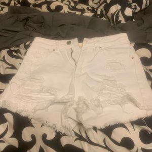 PacSun white festival ripped jean shorts